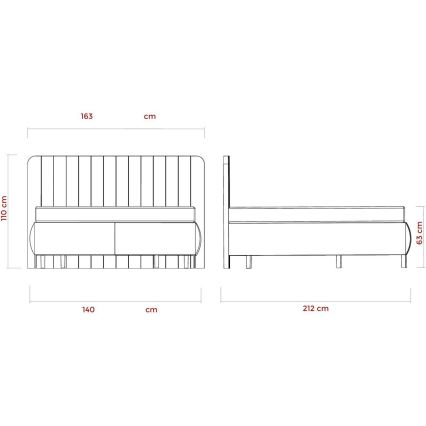 Polsterbett mit Matratzen und Stauraum ALEXA 140x200 cm Beige
