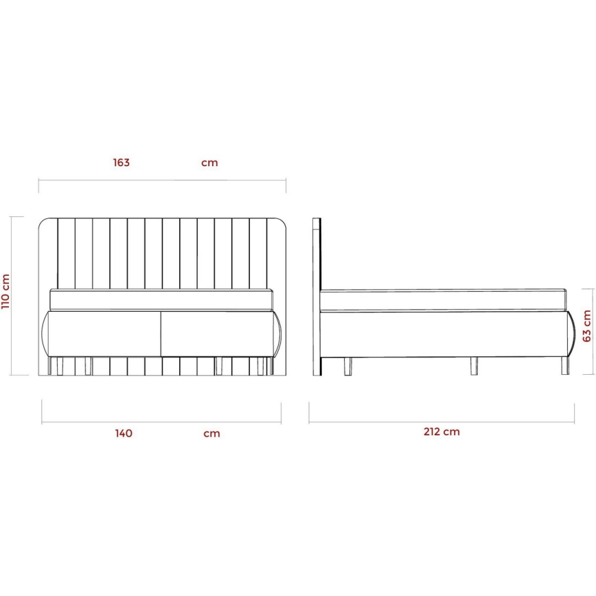 Polsterbett mit Matratzen und Stauraum ALEXA 140x200 cm Beige