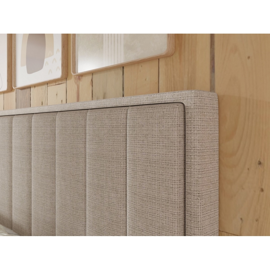 Polsterbett mit Matratzen und Topper sowie Stauraum ALICIA 180x200 cm Beige