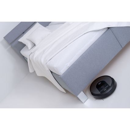 Polsterbett ALIS 180x200 cm, hellgrau, mit Matratze und Bettkasten