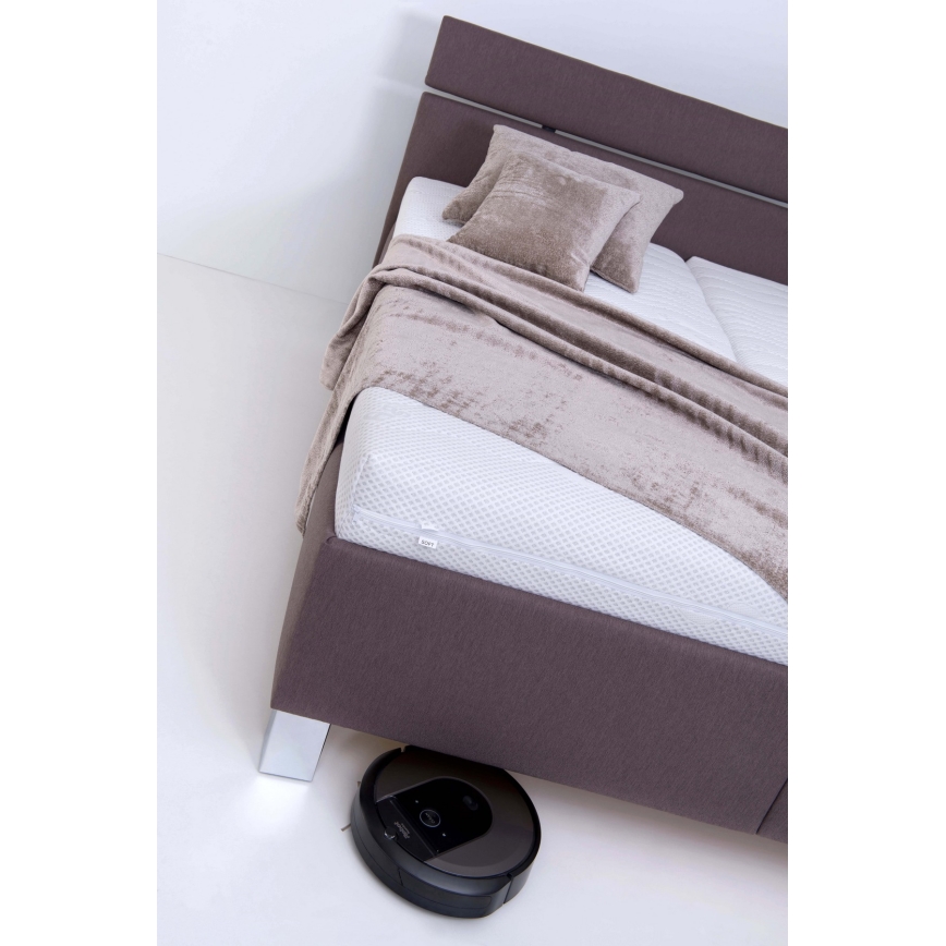 Polsterbett ALIS 180x200 cm mit Matratze und Stauraum, braun