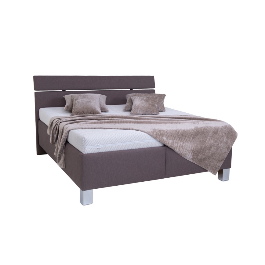 Polsterbett mit Matratze und Stauraum ALIS 180x200 cm Braun