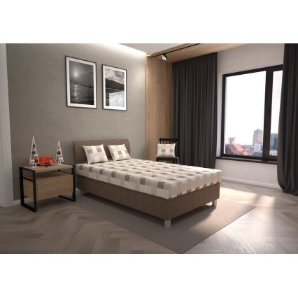 Polsterbett mit Stauraum und Matratze GEORGE 120x200 cm Braun