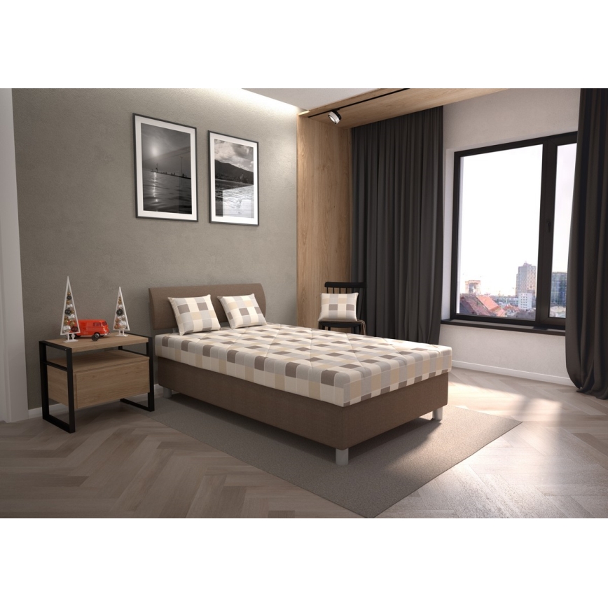 Polsterbett mit Stauraum und Matratze GEORGE 120x200 cm Braun