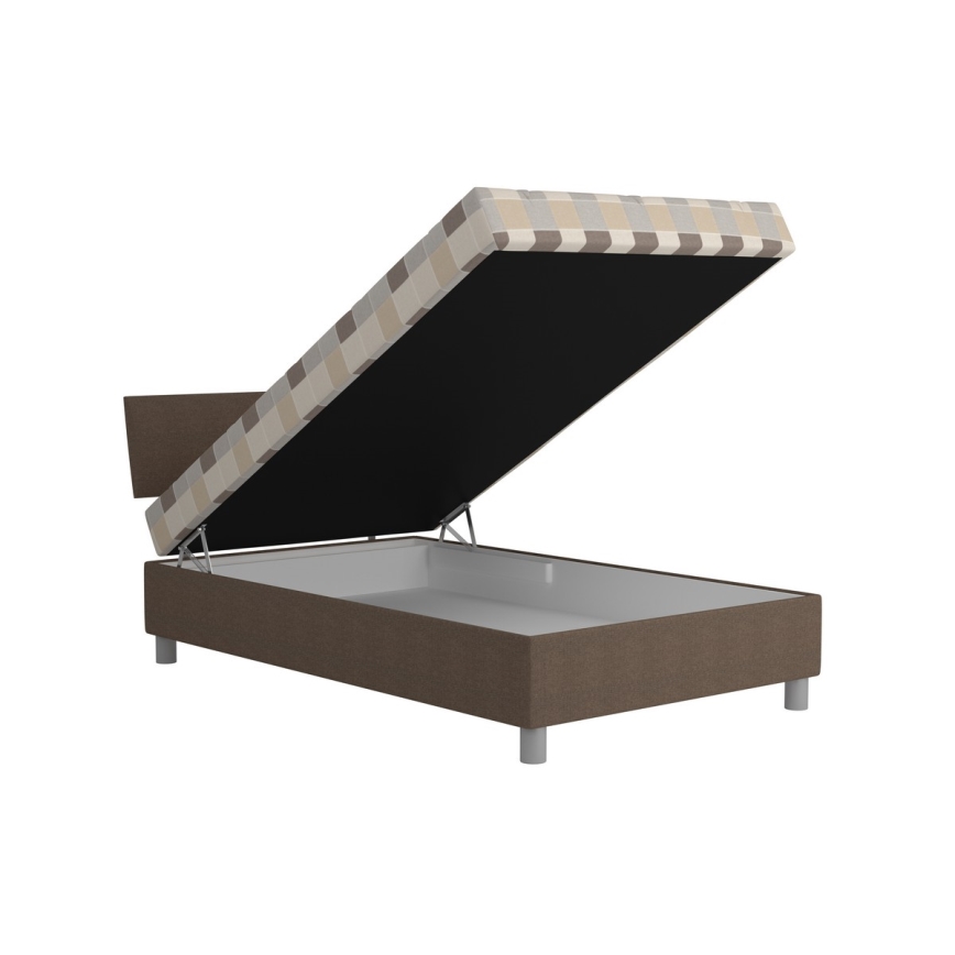 Polsterbett mit Stauraum und Matratze GEORGE 90x200 cm Braun