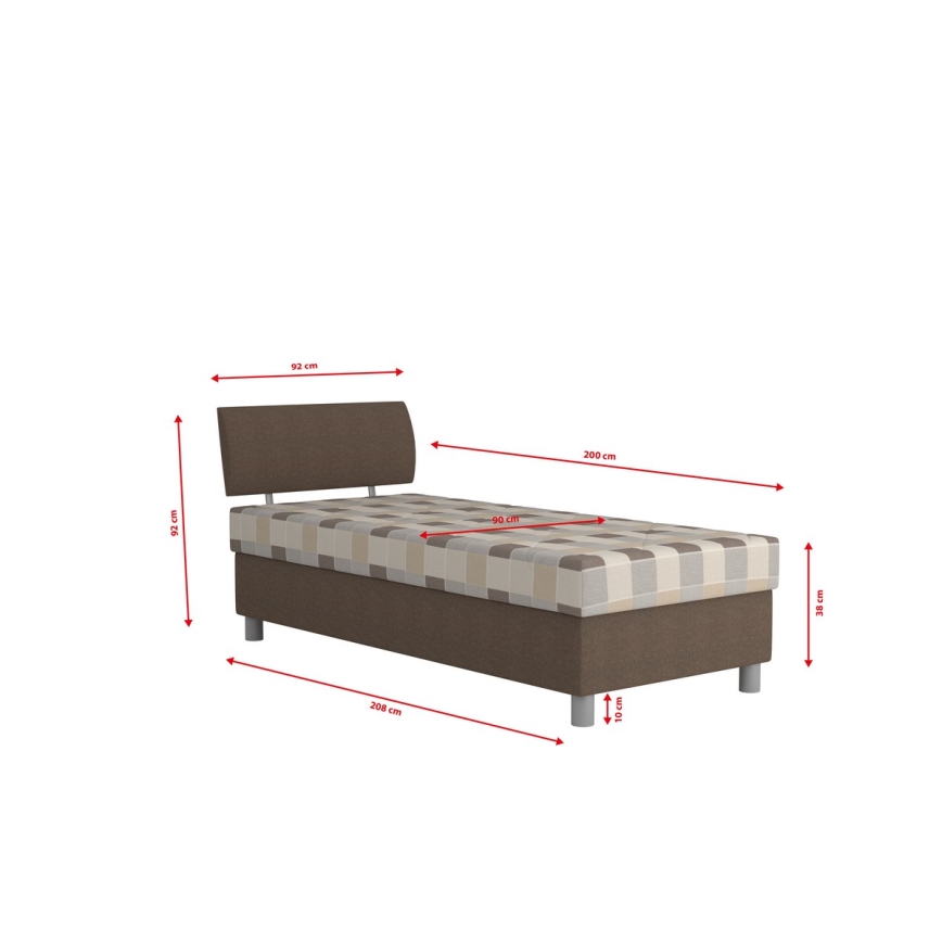 Polsterbett mit Stauraum und Matratze GEORGE 90x200 cm Braun