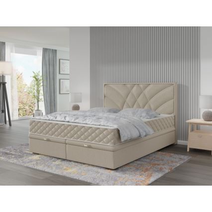 Polsterbett mit Matratzen und Stauraum GINA 140x200 cm Beige