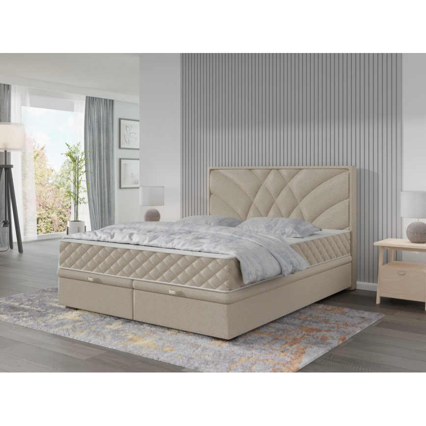 Polsterbett mit Matratzen und Stauraum GINA 140x200 cm Beige