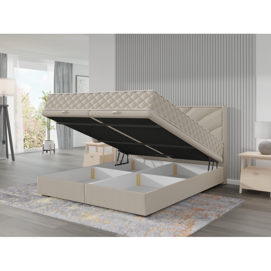 Polsterbett mit Matratzen und Stauraum GINA 140x200 cm Beige