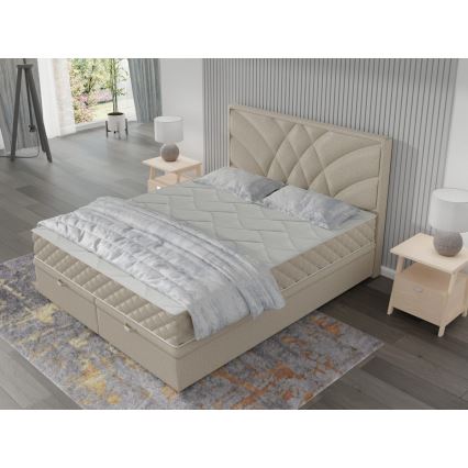 Polsterbett mit Matratzen und Stauraum GINA 140x200 cm Beige