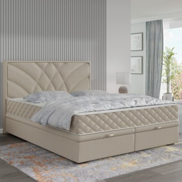 Polsterbett GINA 180x200 cm mit Matratzen und Stauraum beige