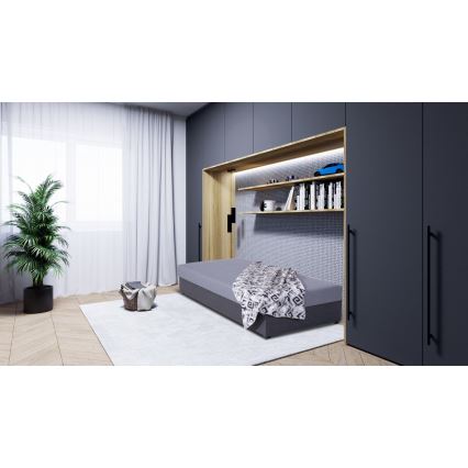 Polsterbett mit Stauraum JACOB XL, Belastbarkeit 130 kg, 90x200 cm, grau