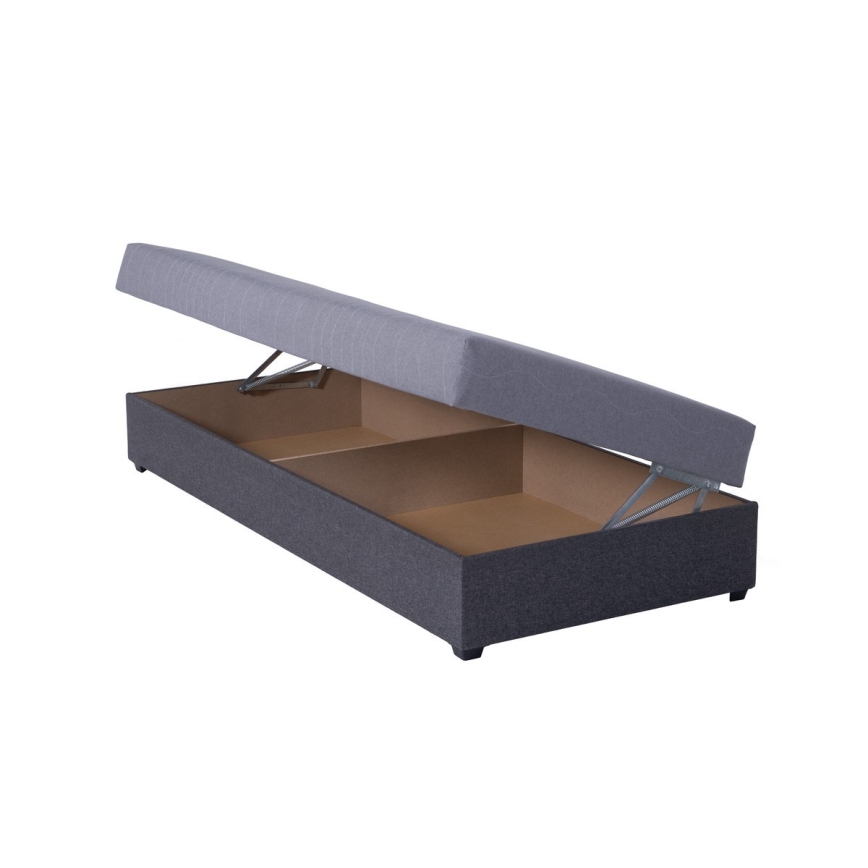 Polsterbett mit Stauraum JACOB XL, Belastbarkeit 130 kg, 90x200 cm, grau