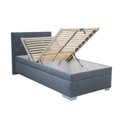 Polsterbett LANA mit Bettkasten und Matratze 90x200 cm, blau