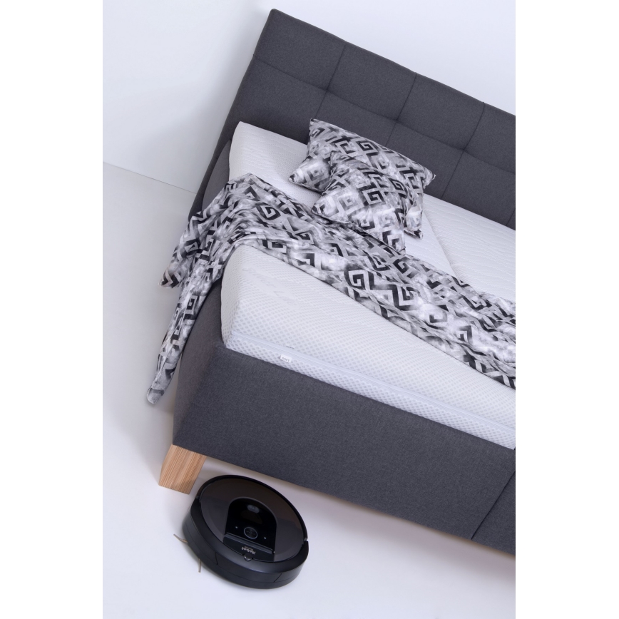 Polsterbett MARIA 160x200 cm mit Matratze und Stauraum, grau