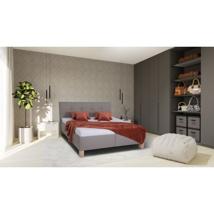 Polsterbett mit Matratze und Stauraum MARIA 160x200 cm Taupe