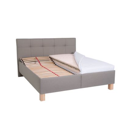 Polsterbett mit Matratze und Stauraum MARIA 160x200 cm Taupe