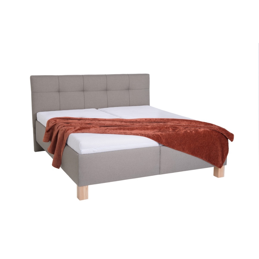 Polsterbett mit Matratze und Stauraum MARIA 160x200 cm Taupe