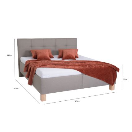 Polsterbett mit Matratze und Stauraum MARIA 160x200 cm Taupe