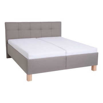 Polsterbett MARIA 180x200 cm mit Matratze und Bettkasten, taupe