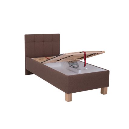 Polsterbett mit Matratze und Stauraum MARIA ONE 90x200 cm Braun