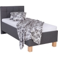 Polsterbett MARIA ONE 90x200 cm mit Matratze und Stauraum, grau