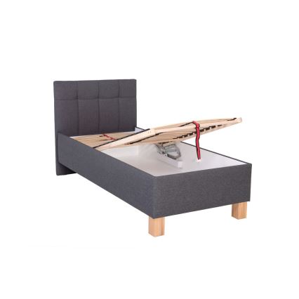 Polsterbett MARIA ONE 90x200 cm mit Matratze und Stauraum, grau