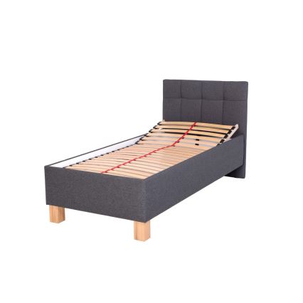 Polsterbett MARIA ONE 90x200 cm mit Matratze und Stauraum, grau