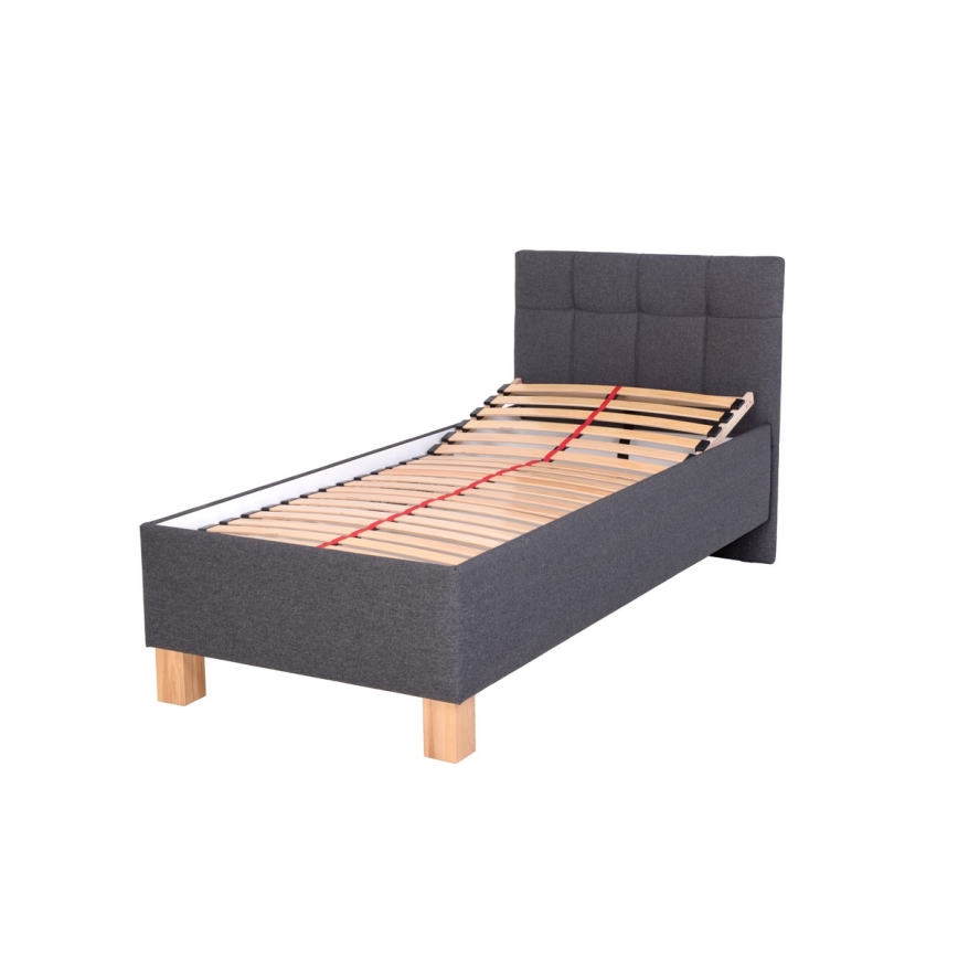 Polsterbett MARIA ONE 90x200 cm mit Matratze und Stauraum, grau