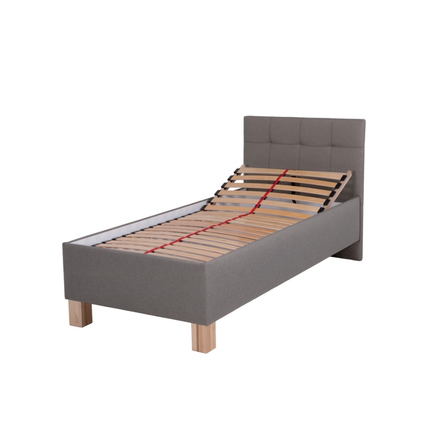 Polsterbett mit Matratze und Stauraum MARIA ONE 90x200 cm Taupe