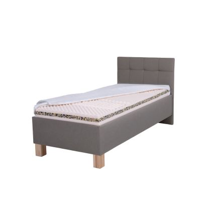 Polsterbett mit Matratze und Stauraum MARIA ONE 90x200 cm Taupe
