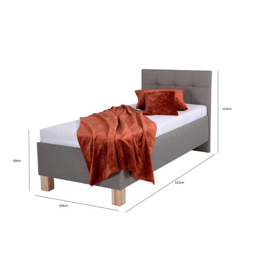 Polsterbett mit Matratze und Stauraum MARIA ONE 90x200 cm Taupe