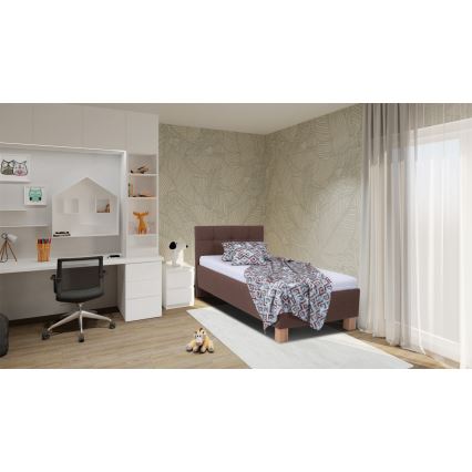 Polsterbett MARIA ONE 90x200 cm mit praktischem Stauraum, ohne Matratze, braun