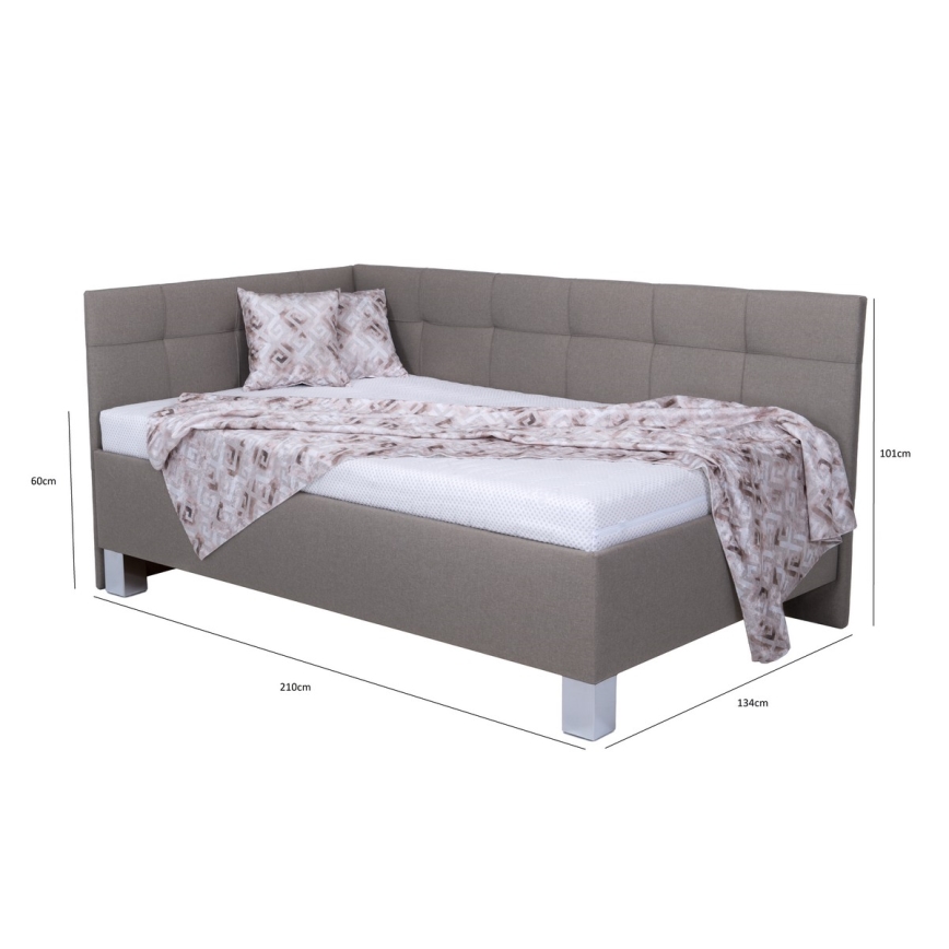Polsterbett mit Matratze und Stauraum MARIA PETITE 120x200 cm Taupe