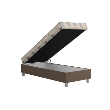 Polsterbett mit Bettkasten und Matratze GEORGE 90x200 cm, braun