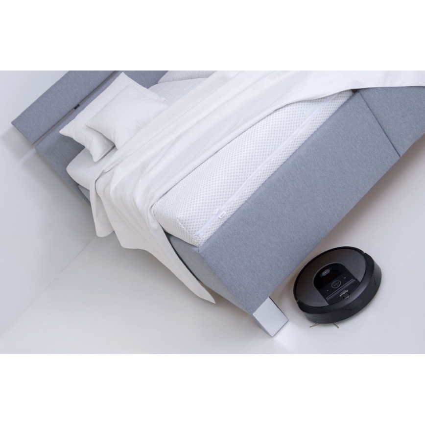 Polsterbett mit Matratze und Bettkasten ALIS 160x200 cm hellgrau