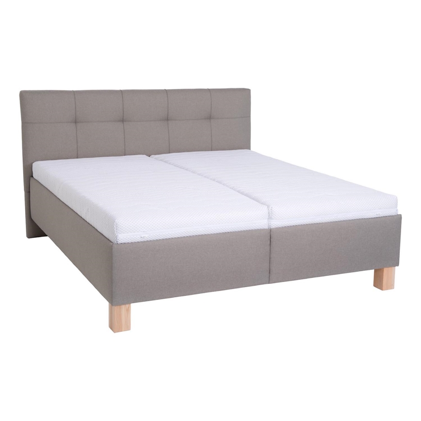 Polsterbett mit Matratze und Stauraum MARIA 160x200 cm Taupe
