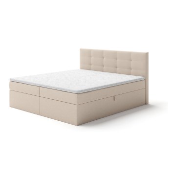 Polsterbett mit Matratzen, Topper und Stauraum EMBER 180x200 cm beige