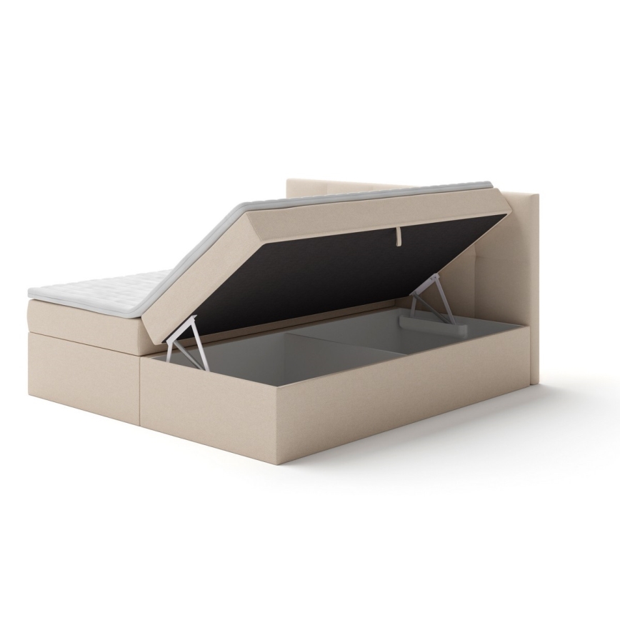 Polsterbett mit Matratzen, Topper und Stauraum EMBER 180x200 cm beige