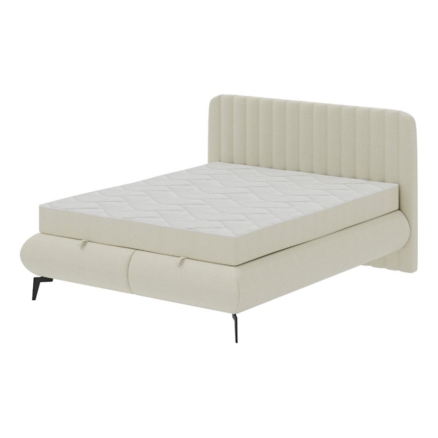 Polsterbett mit Matratzen und Stauraum ALEXA 180x200 cm beige