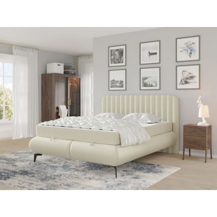 Polsterbett mit Matratzen und Stauraum ALEXA 180x200 cm beige