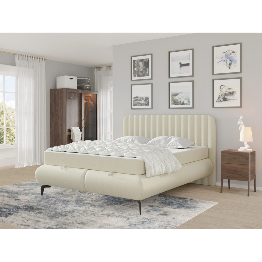 Polsterbett mit Matratzen und Stauraum ALEXA 180x200 cm beige