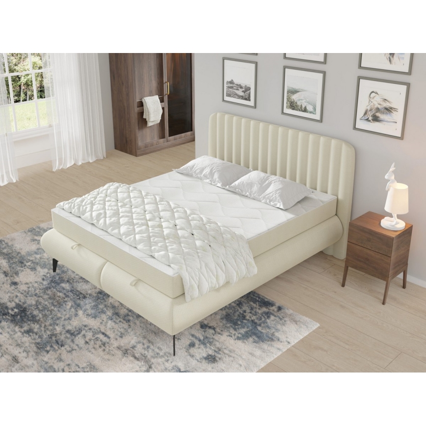 Polsterbett mit Matratzen und Stauraum ALEXA 180x200 cm beige