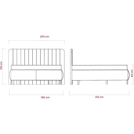 Polsterbett mit Matratzen und Stauraum ALEXA 180x200 cm beige