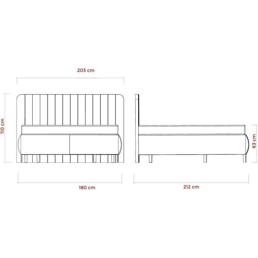 Polsterbett mit Matratzen und Stauraum ALEXA 180x200 cm beige
