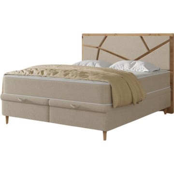 Polsterbett mit Matratzen und Stauraum NAOMI 180x200 cm beige