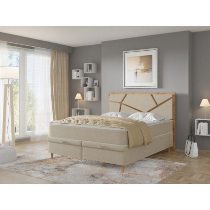 Polsterbett mit Matratzen und Stauraum NAOMI 180x200 cm beige