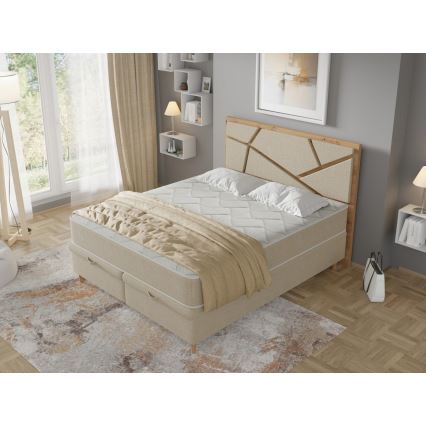 Polsterbett mit Matratzen und Stauraum NAOMI 180x200 cm beige
