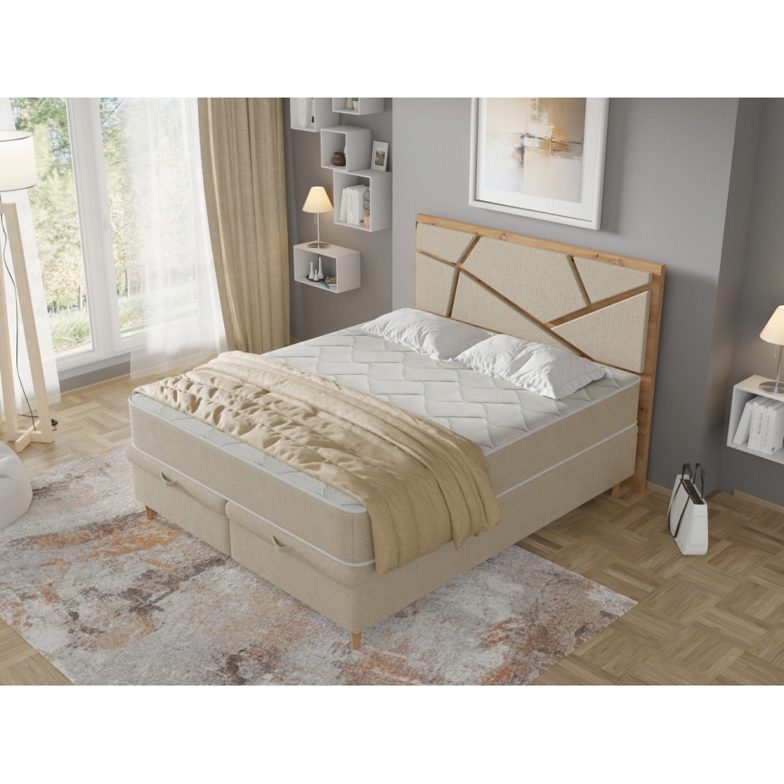 Polsterbett mit Matratzen und Stauraum NAOMI 180x200 cm beige