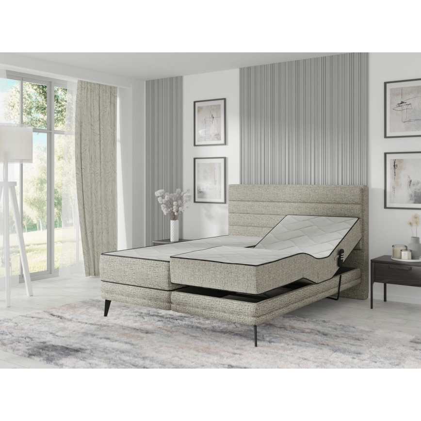 Polsterbett mit Matratzen und Topper MILA 180x200 cm grau